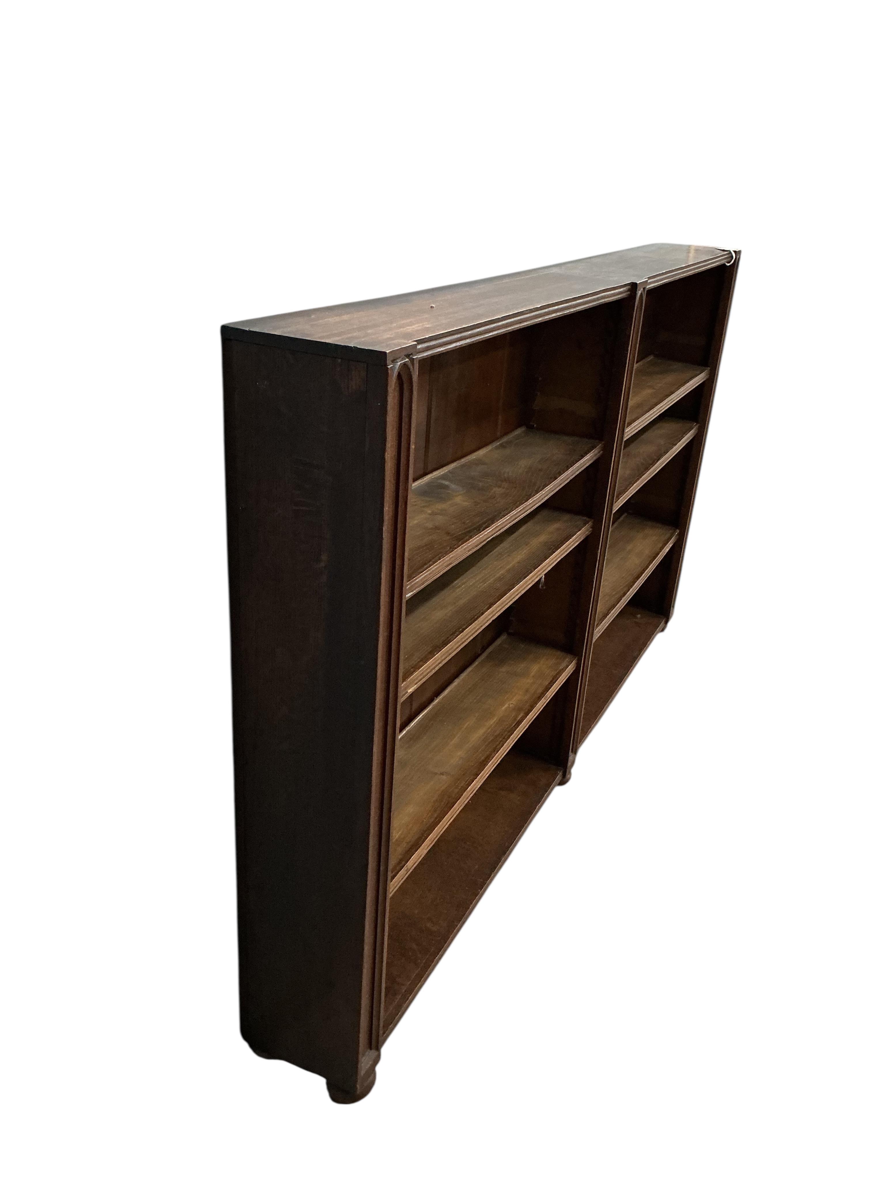 A Victorian mahogany open bookcase, (adapted), width 169cm, depth 18cm, height 98cm